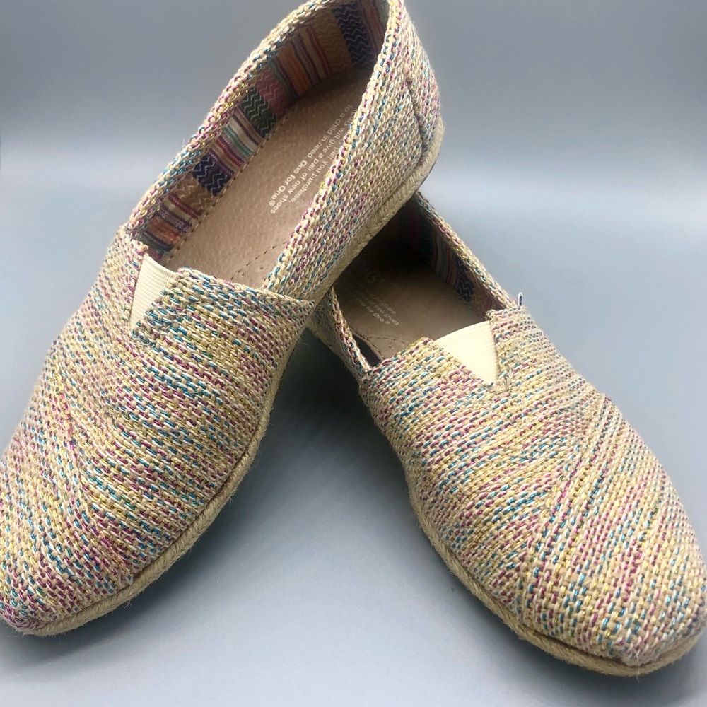 Toms Alpargata Rope Slip Ons,Neutral Comfortable Slip On Shoes,Tan Multicolored
